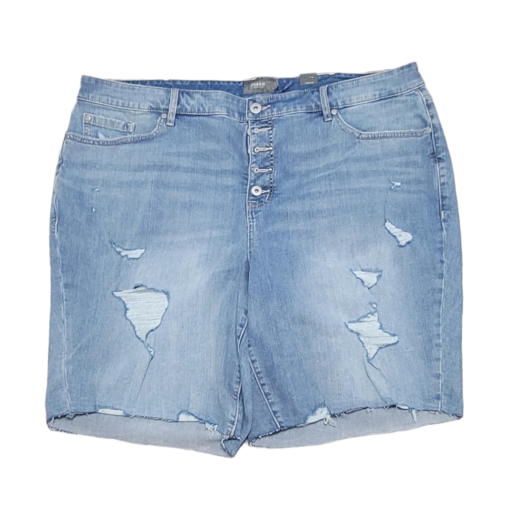 Torrid Feel The Fit Denim Distressed Cut Jean‎ Shorts Size 24.